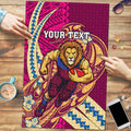 Personalized Brisbane Lions Puzzle Polynesian Tribal Lion Mascot With Hibiscus Floral Art