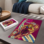 Personalized Brisbane Lions Puzzle Polynesian Tribal Lion Mascot With Hibiscus Floral Art