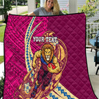 Personalized Brisbane Lions Quilt Polynesian Tribal Lion Mascot With Hibiscus Floral Art