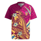 Personalized Brisbane Lions Rugby Jersey Polynesian Tribal Lion Mascot With Hibiscus Floral Art