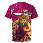 Personalized Brisbane Lions Rugby Jersey Polynesian Tribal Lion Mascot With Hibiscus Floral Art