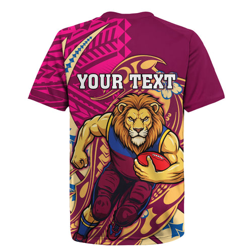 Personalized Brisbane Lions Rugby Jersey Polynesian Tribal Lion Mascot With Hibiscus Floral Art