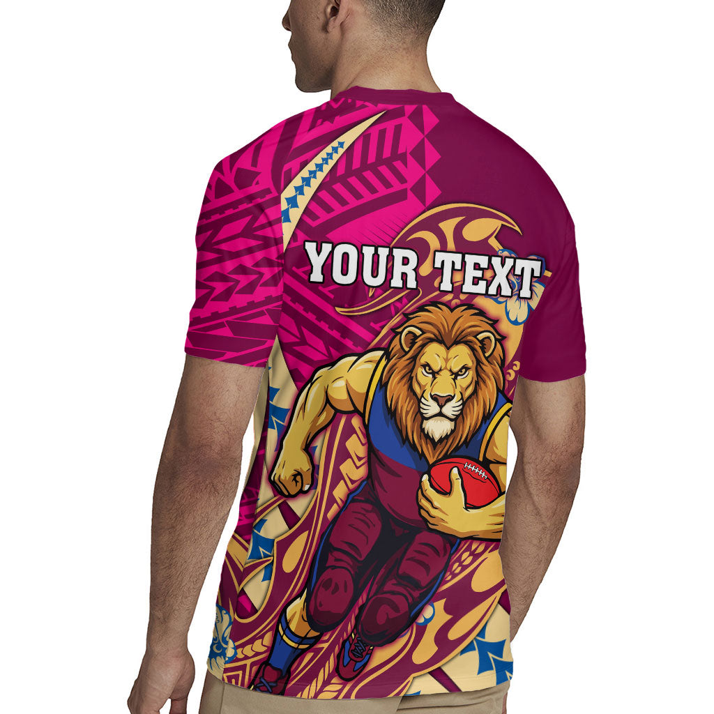 Personalized Brisbane Lions Rugby Jersey Polynesian Tribal Lion Mascot With Hibiscus Floral Art