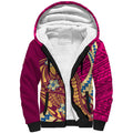 Personalized Brisbane Lions Sherpa Hoodie Polynesian Tribal Lion Mascot With Hibiscus Floral Art