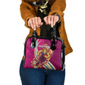 Personalized Brisbane Lions Shoulder Handbag Polynesian Tribal Lion Mascot With Hibiscus Floral Art