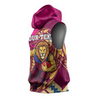 Personalized Brisbane Lions Sleeveless Hoodie Polynesian Tribal Lion Mascot With Hibiscus Floral Art