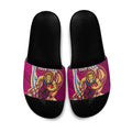 Personalized Brisbane Lions Slide Sandals Polynesian Tribal Lion Mascot With Hibiscus Floral Art