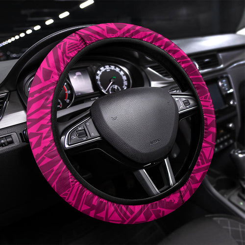 Brisbane Lions Steering Wheel Cover Polynesian Tribal Lion Mascot With Hibiscus Floral Art