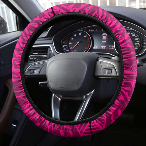 Brisbane Lions Steering Wheel Cover Polynesian Tribal Lion Mascot With Hibiscus Floral Art