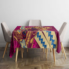 Personalized Brisbane Lions Tablecloth Polynesian Tribal Lion Mascot With Hibiscus Floral Art