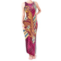 Personalized Brisbane Lions Tank Maxi Dress Polynesian Tribal Lion Mascot With Hibiscus Floral Art