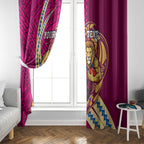 Personalized Brisbane Lions Window Curtain Polynesian Tribal Lion Mascot With Hibiscus Floral Art