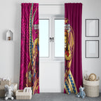 Personalized Brisbane Lions Window Curtain Polynesian Tribal Lion Mascot With Hibiscus Floral Art