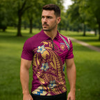Personalized Brisbane Lions Zipper Polo Shirt Polynesian Tribal Lion Mascot With Hibiscus Floral Art