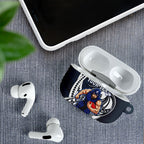 Personalized Carlton Blues AirPods Case Polynesian Tribal Baggers Mascot With Hibiscus Floral Art