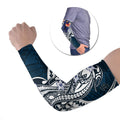 Personalized Carlton Blues Arm Sleeves Polynesian Tribal Baggers Mascot With Hibiscus Floral Art