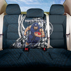 Personalized Carlton Blues Back Car Seat Cover Polynesian Tribal Baggers Mascot With Hibiscus Floral Art