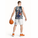 Personalized Carlton Blues Basketball Jersey Polynesian Tribal Baggers Mascot With Hibiscus Floral Art