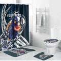 Personalized Carlton Blues Bathroom Set Polynesian Tribal Baggers Mascot With Hibiscus Floral Art