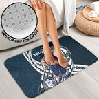 Personalized Carlton Blues Bathroom Set Polynesian Tribal Baggers Mascot With Hibiscus Floral Art