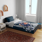 Personalized Carlton Blues Bedding Set Polynesian Tribal Baggers Mascot With Hibiscus Floral Art