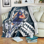 Personalized Carlton Blues Blanket Polynesian Tribal Baggers Mascot With Hibiscus Floral Art