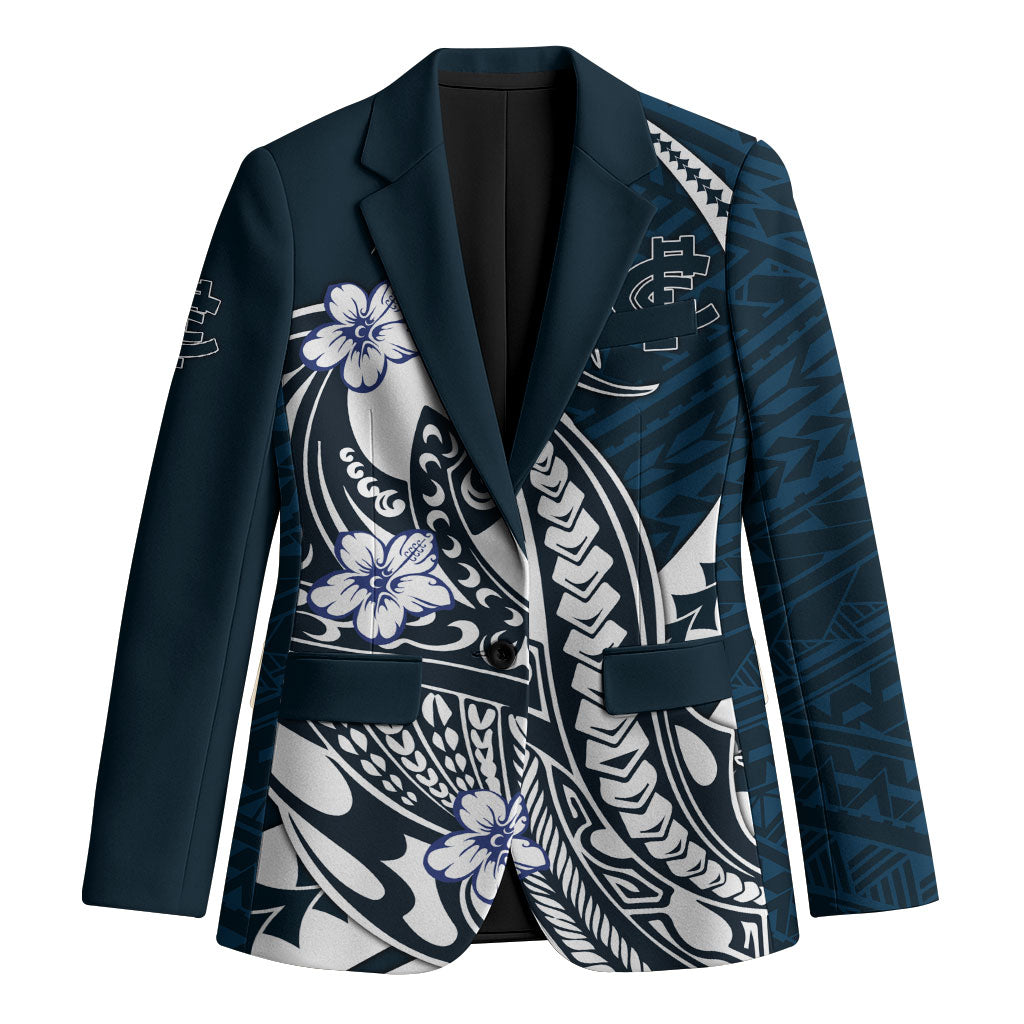 Personalized Carlton Blues Blazer Polynesian Tribal Baggers Mascot With Hibiscus Floral Art