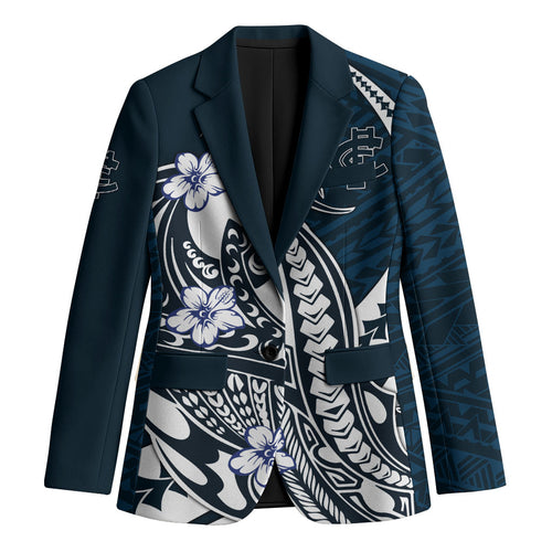 Personalized Carlton Blues Blazer Polynesian Tribal Baggers Mascot With Hibiscus Floral Art