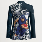 Personalized Carlton Blues Blazer Polynesian Tribal Baggers Mascot With Hibiscus Floral Art