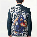 Personalized Carlton Blues Blazer Polynesian Tribal Baggers Mascot With Hibiscus Floral Art