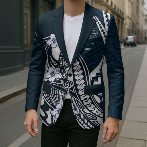 Personalized Carlton Blues Blazer Polynesian Tribal Baggers Mascot With Hibiscus Floral Art