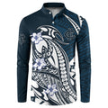Personalized Carlton Blues Button Sweatshirt Polynesian Tribal Baggers Mascot With Hibiscus Floral Art
