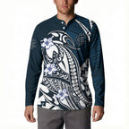 Personalized Carlton Blues Button Sweatshirt Polynesian Tribal Baggers Mascot With Hibiscus Floral Art