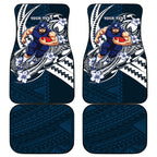 Personalized Carlton Blues Car Mats Polynesian Tribal Baggers Mascot With Hibiscus Floral Art