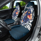 Personalized Carlton Blues Car Seat Cover Polynesian Tribal Baggers Mascot With Hibiscus Floral Art