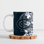 Personalized Carlton Blues Ceramic Mug Polynesian Tribal Baggers Mascot With Hibiscus Floral Art