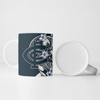 Personalized Carlton Blues Ceramic Mug Polynesian Tribal Baggers Mascot With Hibiscus Floral Art
