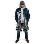Personalized Carlton Blues Cloak Polynesian Tribal Baggers Mascot With Hibiscus Floral Art