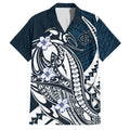 Personalized Carlton Blues Family Matching Puletasi and Hawaiian Shirt Polynesian Tribal Baggers Mascot With Hibiscus Floral Art