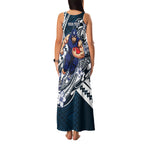 Personalized Carlton Blues Family Matching Tank Maxi Dress and Hawaiian Shirt Polynesian Tribal Baggers Mascot With Hibiscus Floral Art