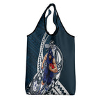 Personalized Carlton Blues Grocery Bag Polynesian Tribal Baggers Mascot With Hibiscus Floral Art