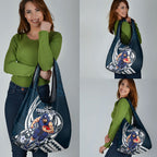 Personalized Carlton Blues Grocery Bag Polynesian Tribal Baggers Mascot With Hibiscus Floral Art