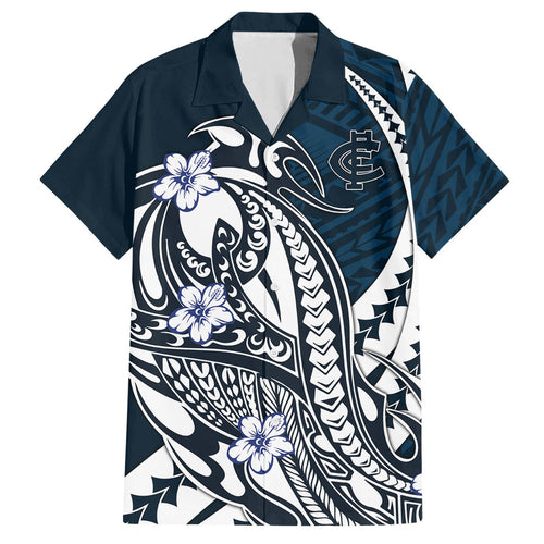 Personalized Carlton Blues Hawaiian Shirt Polynesian Tribal Baggers Mascot With Hibiscus Floral Art