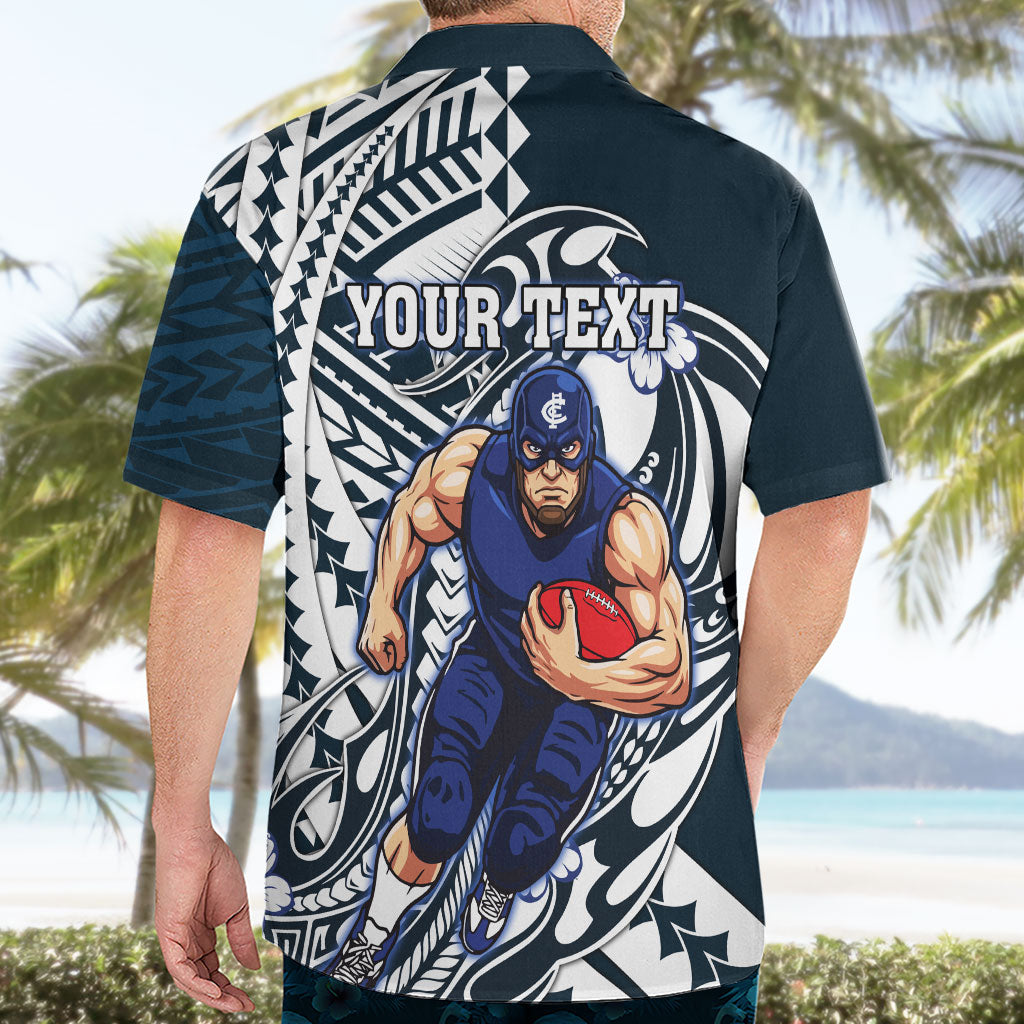 Personalized Carlton Blues Hawaiian Shirt Polynesian Tribal Baggers Mascot With Hibiscus Floral Art
