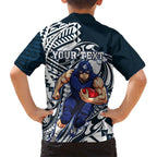 Personalized Carlton Blues Hawaiian Shirt Polynesian Tribal Baggers Mascot With Hibiscus Floral Art