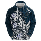 Personalized Carlton Blues Hoodie Polynesian Tribal Baggers Mascot With Hibiscus Floral Art