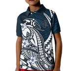 Personalized Carlton Blues Kid Polo Shirt Polynesian Tribal Baggers Mascot With Hibiscus Floral Art