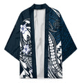 Personalized Carlton Blues Kimono Polynesian Tribal Baggers Mascot With Hibiscus Floral Art