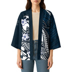 Personalized Carlton Blues Kimono Polynesian Tribal Baggers Mascot With Hibiscus Floral Art