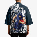 Personalized Carlton Blues Kimono Polynesian Tribal Baggers Mascot With Hibiscus Floral Art